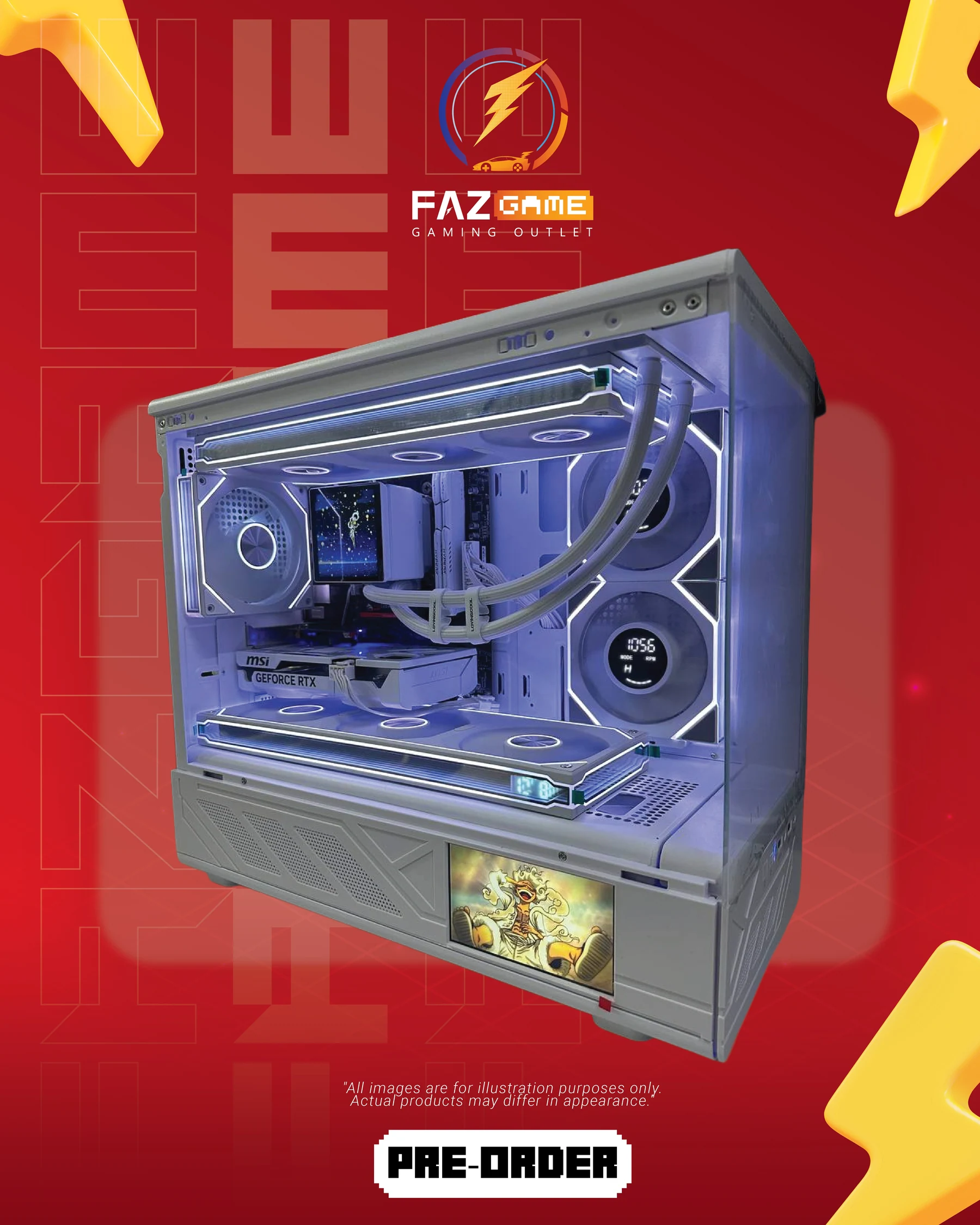 White Setup RTX 5060 custom LCD gaming PC