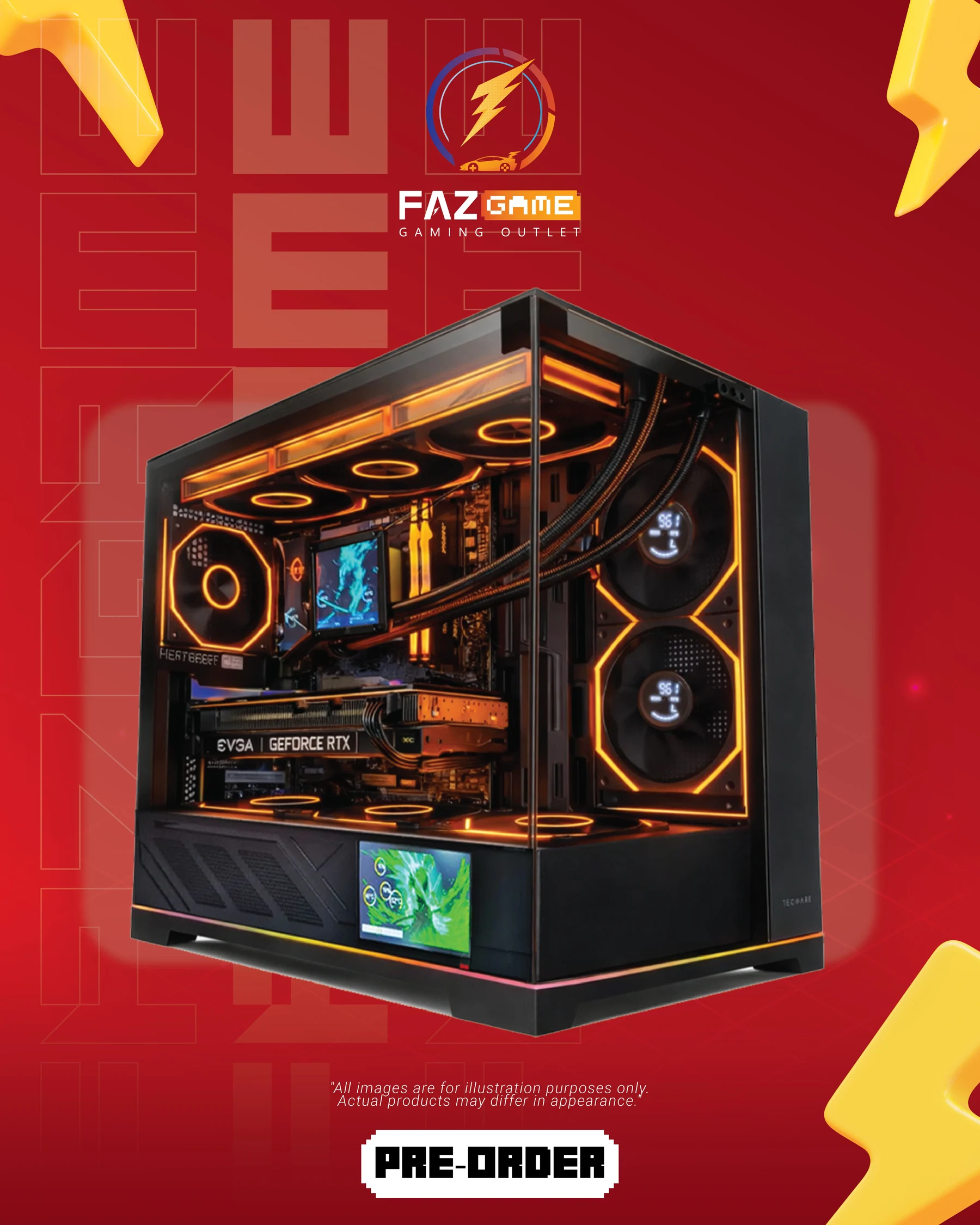 Black Setup RTX 5060 Ti custom LCD gaming PC